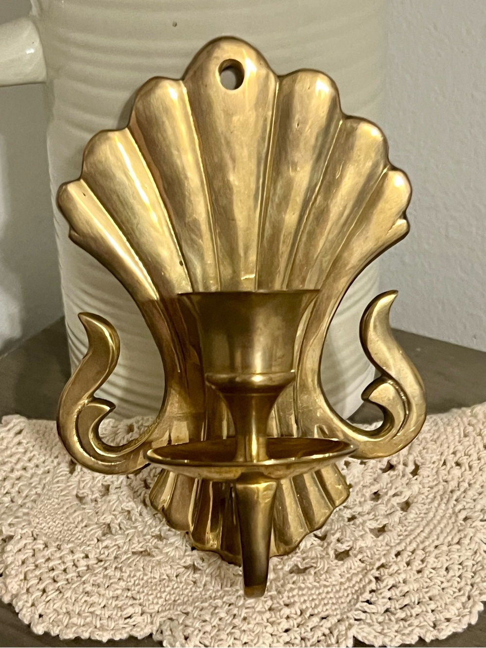 Vintage Brass Wall Sconce Candle Holder - Hollywood Regency MCM